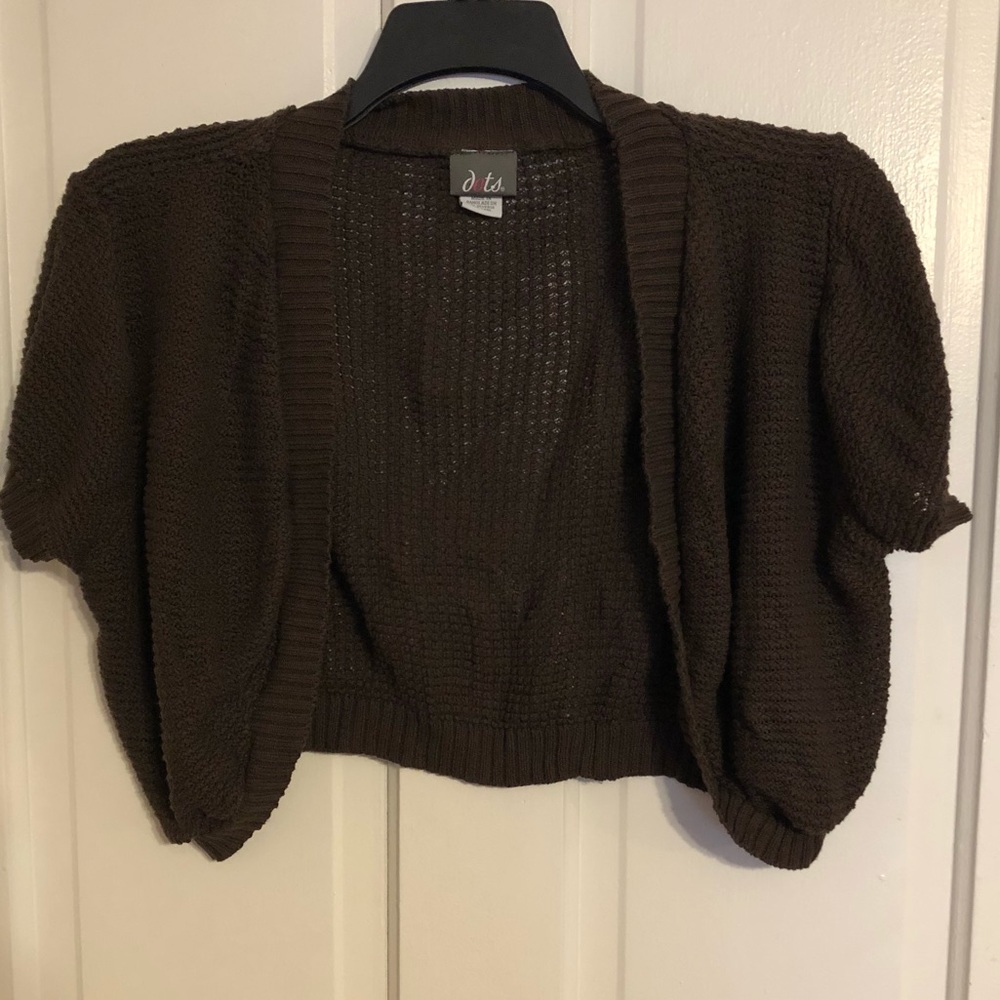 Dots Brown Crop Cardigan